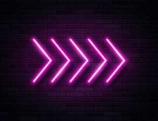 Futuristic Sci Fi Modern Neon Pine Glowing Arrows Frame for Banner on Dark Empty Grunge Concrete Brick Background.