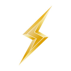 Golden 3d lightning. Vector illustration.