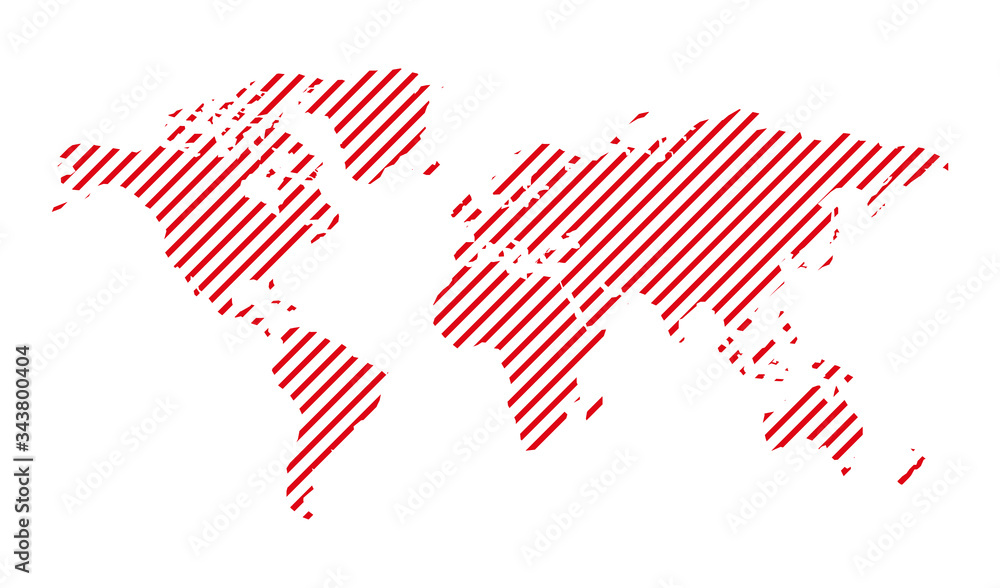 Poster line world map in flat. global communication network concept. vector isolated