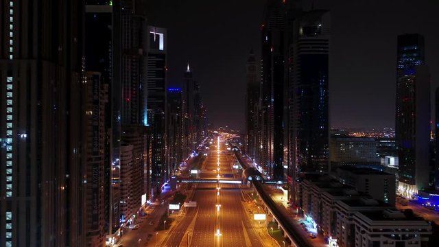 Aerial view of empty streets in Dubai, United Arab Emirates
