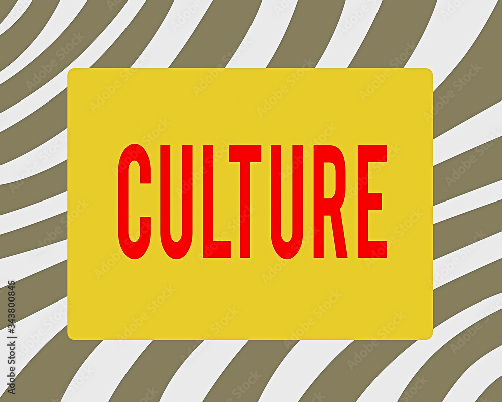 Aufkleber Writing note showing Culture. Business concept for characteristics and knowledge of a particular group of showing Horizontal Rectangular Shape with Bended Corner Figure
