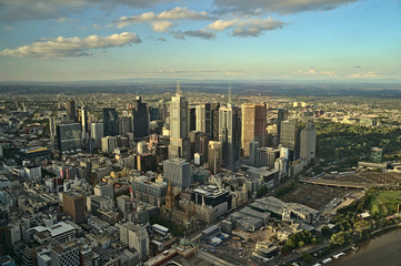 The skyline of Melbourne photographed from the skydeck