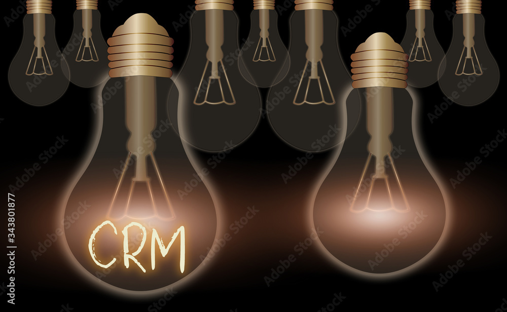 Poster writing note showing crm. business concept for strategy for managing the affiliation interactions of