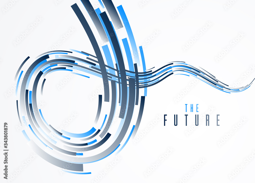 Poster science or technology vector abstract background, 3d dynamic lines in motion design element, futuris