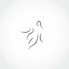 silhouette of a girl logo design line illustration
