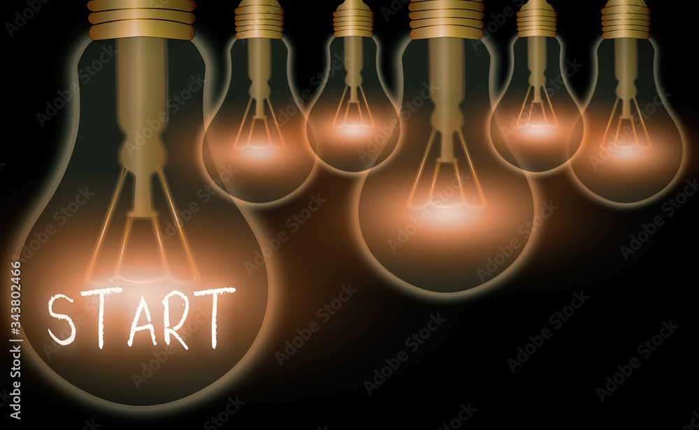 Aufkleber conceptual hand writing showing start. concept meaning begin or be reckoned from a particular point 