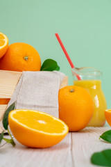 Oranges on white wooden table