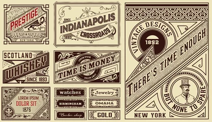 Poster Vintage labels Retro kaarten instellen sjablonen. Vector