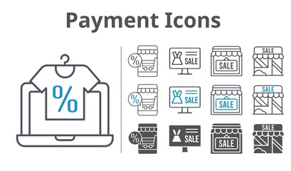 payment icons icon set included online shop, shop icons
