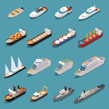 Ships Boats Isometric Set 