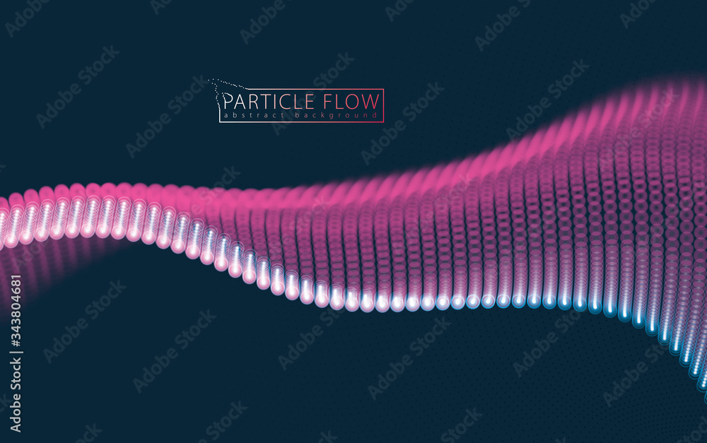 Poster abstract background with dynamic particles sound wave. vector abstract dark background. mesh of glow