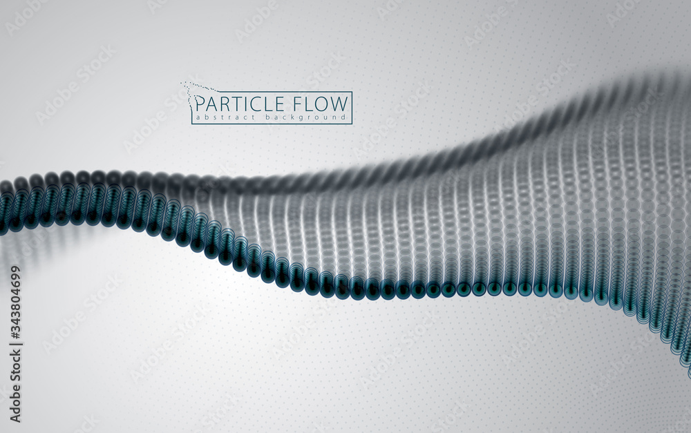 Aufkleber dynamic particles sound wave flowing over grey. blurred dots vector abstract background. beautiful w