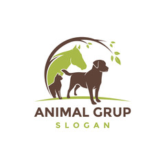 Dog cat and horse logo template veterinary 