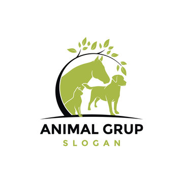 Dog cat and horse logo template veterinary 