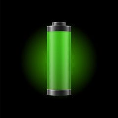 Realistic Detailed 3d Battery Charge Indicator Full Power. Vector