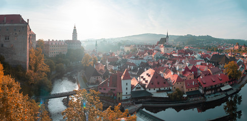 Panorama Cesky Krumlov Czech Republic city with view form the river