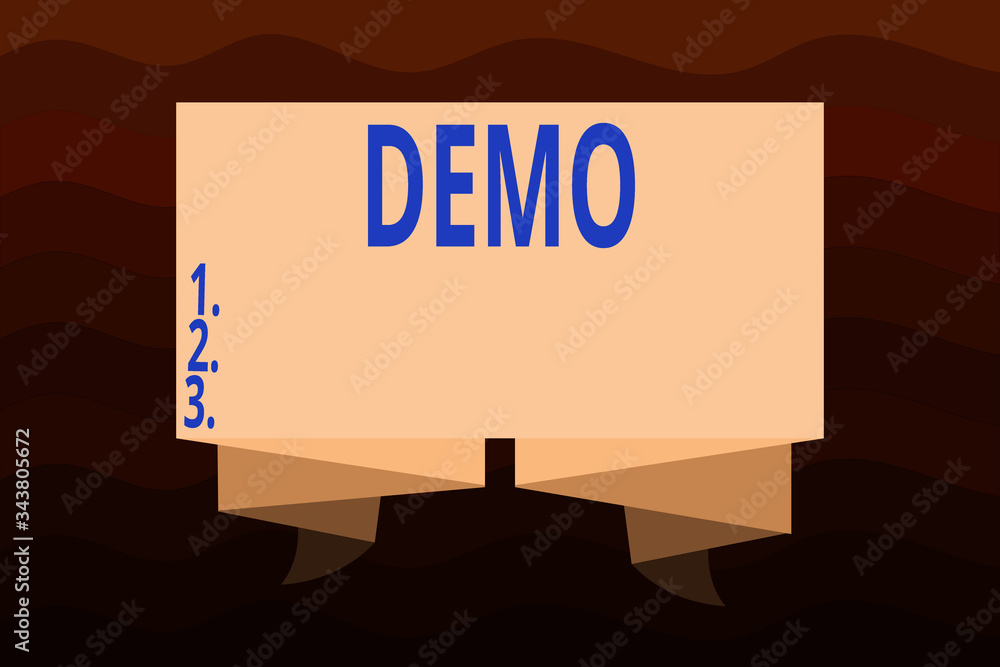 Poster handwriting text demo. conceptual photo demonstration of a product techniques and capabilities publi