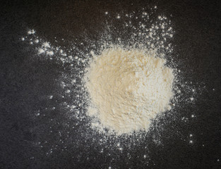 Flour on a black background