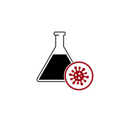 Chemistry beaker vector icon, virus testing in laboratory icon