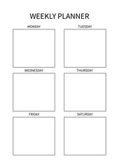 Weekly planner for diary, organiser, notebook. Printable A4 planner. Vector Illustration. .