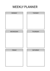 Weekly planner for diary, organiser, notebook. Printable A4 planner. Vector Illustration. .