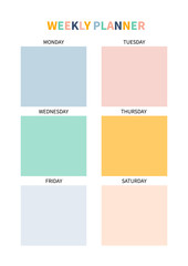 Weekly planner for diary, organiser, notebook. Printable A4 planner. Vector Illustration. .