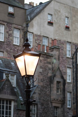 Fototapeta na wymiar Street lamp at an Edinburgh's square