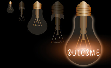 Text sign showing Outcome. Business photo text the final result of something or how the way things end up