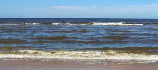 Beautiful sea wave and sky at sunset