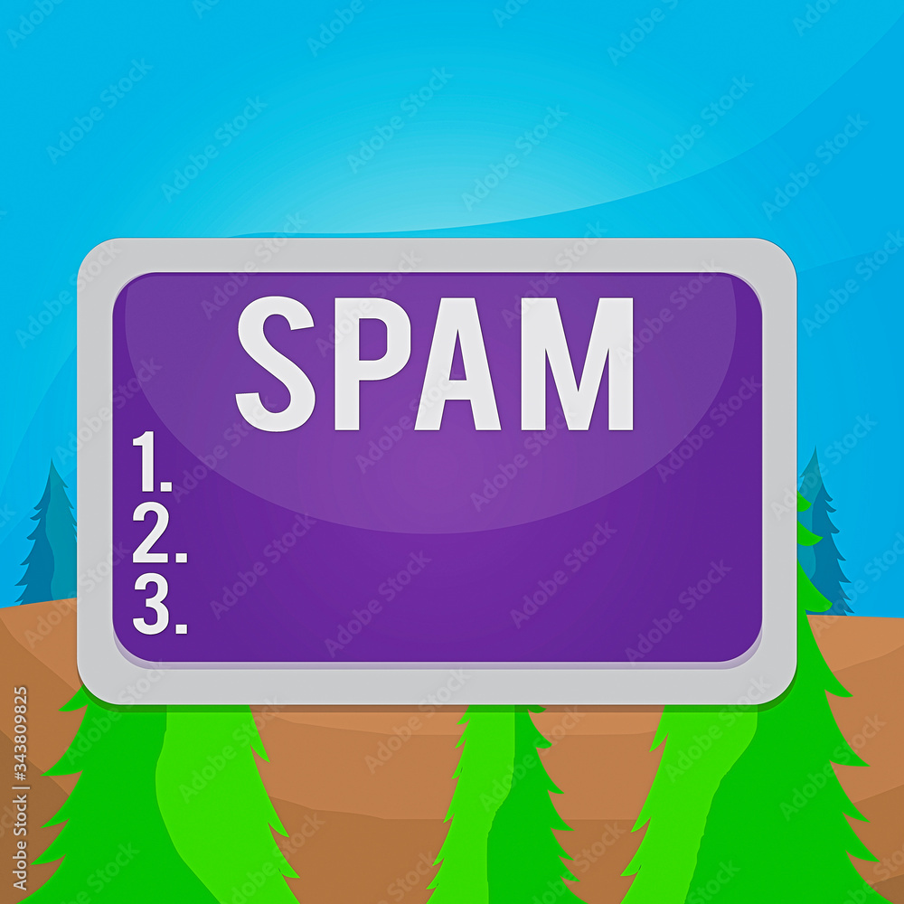Poster word writing text spam. business photo showcasing intrusive advertising inappropriate messages sent 
