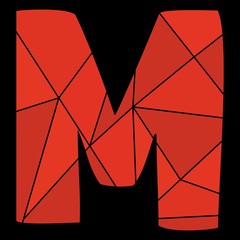 M red alphabet vector letter isolated on black background
