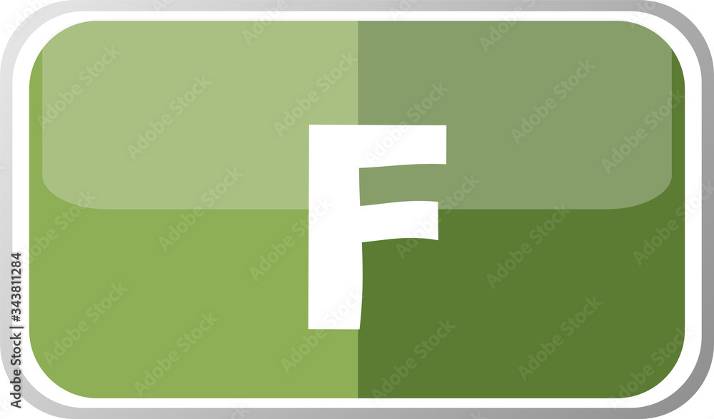 Poster letter f in the web button. web icon logo design template elements