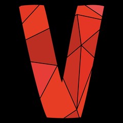 Fototapeta premium V red alphabet vector letter isolated on black background