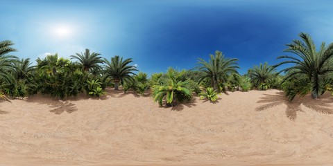 Fototapeta na wymiar Palm trees near oasis in Africa 3d rendering
