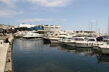 Fototapeta na wymiar motor boats and yachts in the port of cannes, france,