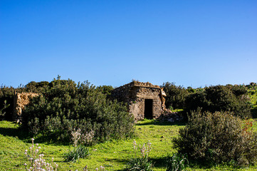 Fototapeta na wymiar Ruined House Ruin Photographed in the Sardinian countryside
