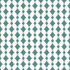Vector abstract geometric seamless pattern. Teal and white texture with diamond shapes, rhombuses. Simple graphic ornament. Plaid background. Repeated design for decoration, textile, fabric, cloth