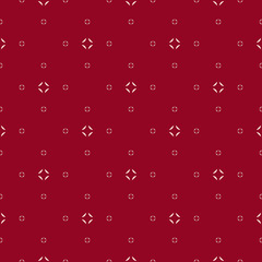 Simple minimalist vector seamless pattern. Abstract dark red geometric texture. Subtle minimal background with small floral shapes, diamonds. Repeat design for decor, print, wallpapers, textil, cover