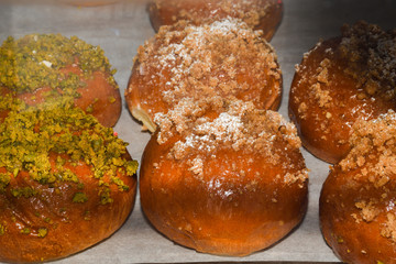 Candy bar food buffet, during hotel brunch, indoor catering