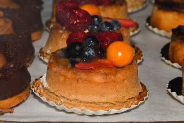 Candy bar food buffet, during hotel brunch, indoor catering