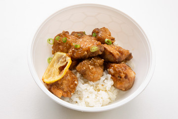 Sticky Chinese Lemon Chicken on the plate