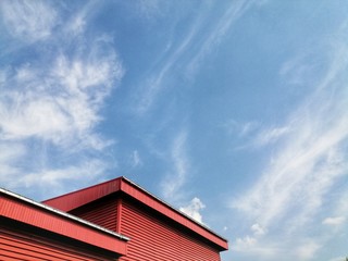 red roof and blue sky