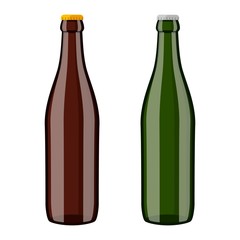 Beer bottles isolated on white background. Vector illustration