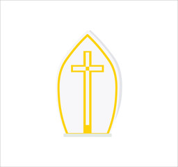 Miter is a typical hat the Pope of Rome of the Catholic Church. Vector illustration for web and mobile design.