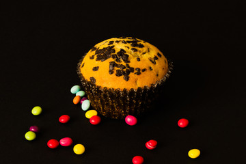 cupcake muffin on a black background