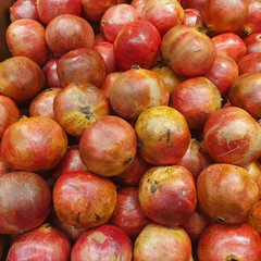 Red Pomegranates in a market