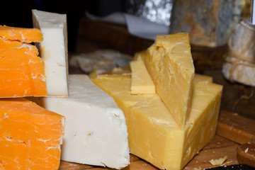 A variety of cheeses for sale at Borough Market
