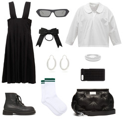 Collage of women's clothes on a white background
