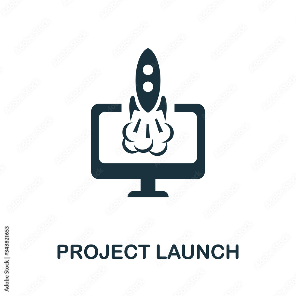 Poster project launch icon. simple illustration from startup collection. creative project launch icon for w