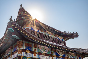 Fototapeta na wymiar Pavilion top, Mount Langmao, Jinan